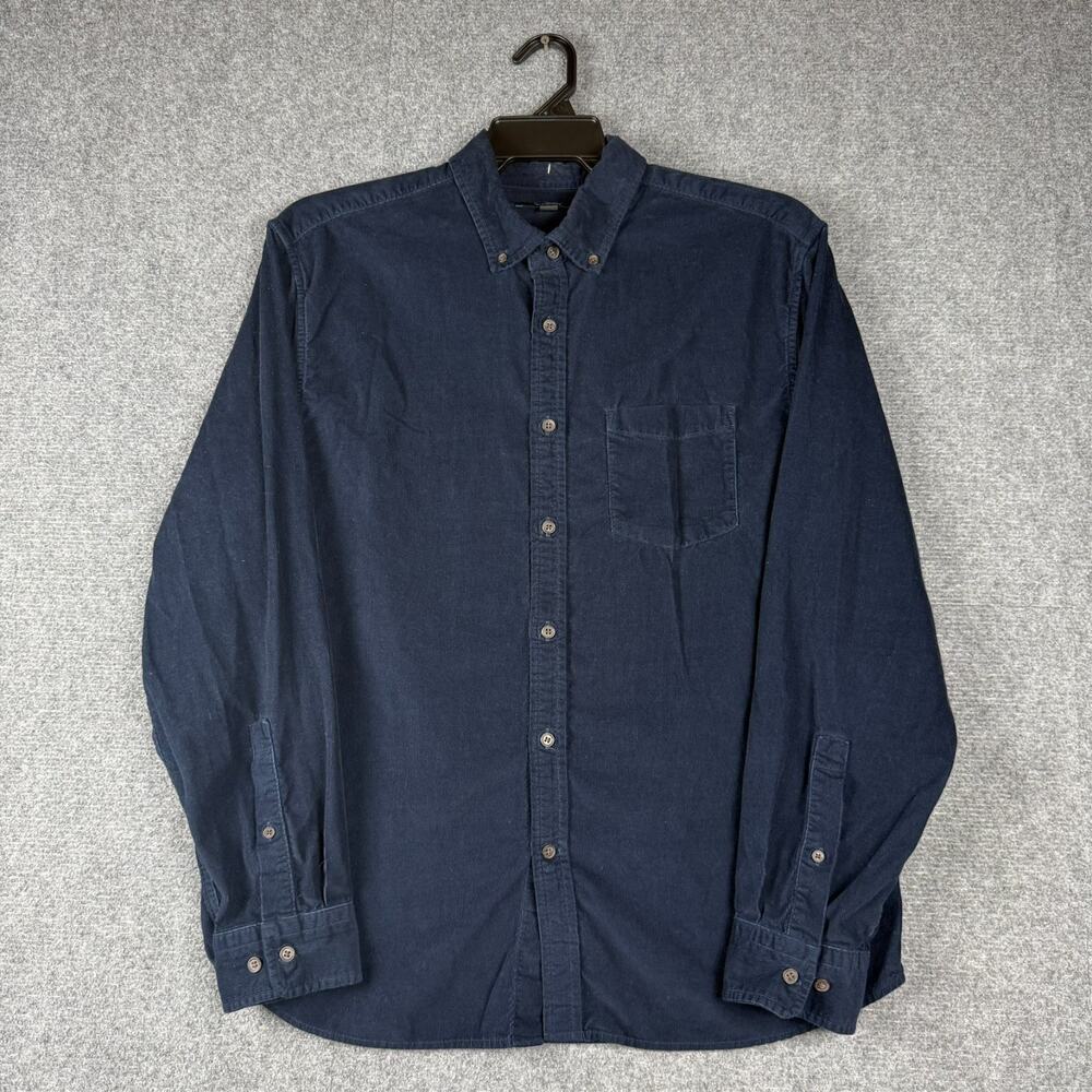 Banana Republic Men's Large Slim Untucked Navy Corduroy Button Down Shirt